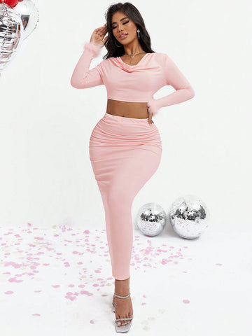 Crop Top And High Waisted Skirt Set