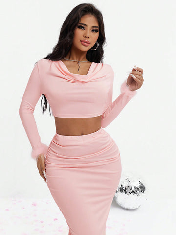 Crop Top And High Waisted Skirt Set
