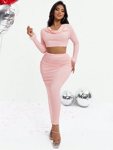 Crop Top And High Waisted Skirt Set