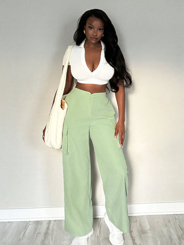 SXY Cute Sexy Summer Women's Casual Straight Leg Utility Cargo Pants, Green