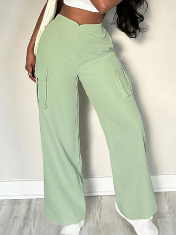 SXY Cute Sexy Summer Women's Casual Straight Leg Utility Cargo Pants, Green