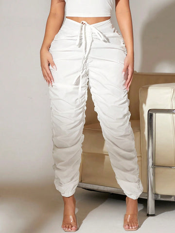SXY Drawstring Waist Ruched Pants