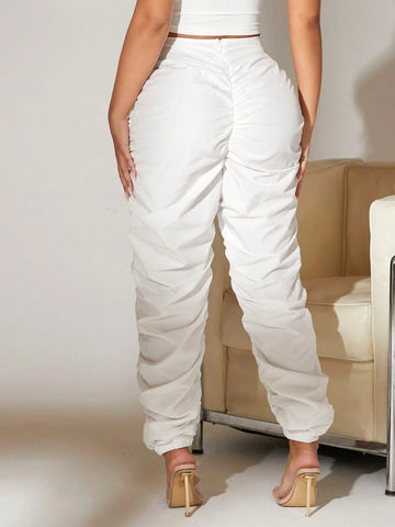 SXY Drawstring Waist Ruched Pants