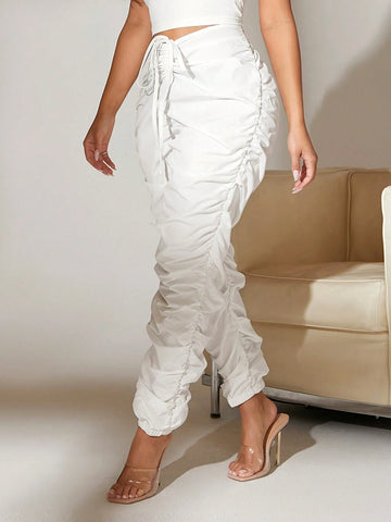 SXY Drawstring Waist Ruched Pants