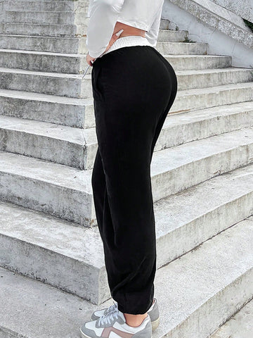 SXY Drawstring Waist Slant Pocket Sweatpants