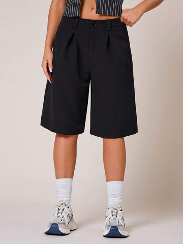 SXY Fall Winter Clothes Women Solid Color Front Button Pocket Low Waist Loose Fit Culottes