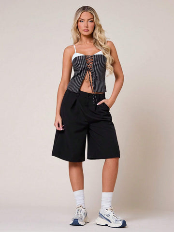 SXY Fall Winter Clothes Women Solid Color Front Button Pocket Low Waist Loose Fit Culottes
