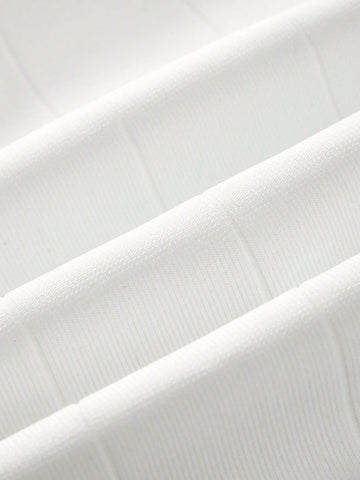 Fashionable And Gorgeous Women's White Bandage Pit Pattern Chest Details Hollowed Out Sexy Vacatio