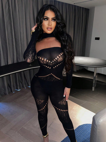 Fashionable Hollow Out Slim Fit Suit