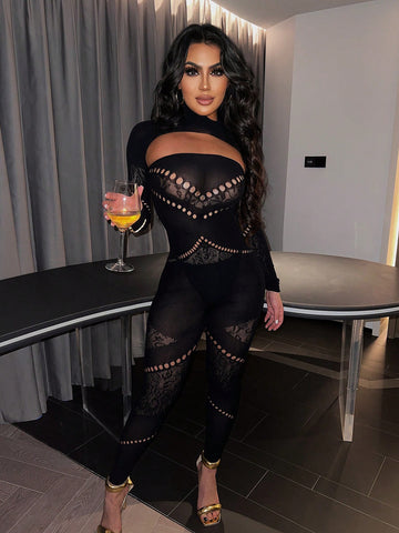 Fashionable Hollow Out Slim Fit Suit