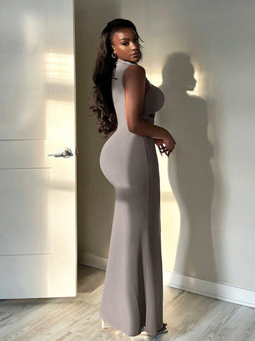 Graduation Prom Dress, Sleeveless Halter Neck Cut-Out Design, Bodycon Mermaid Style