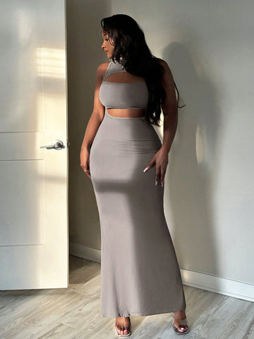 Graduation Prom Dress, Sleeveless Halter Neck Cut-Out Design, Bodycon Mermaid Style