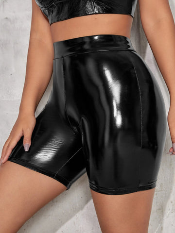 SXY High Waist PU Leather Biker Shorts