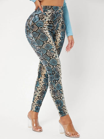 SXY High Waist Snakeskin Print Leggings