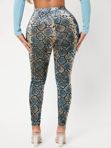 SXY High Waist Snakeskin Print Leggings