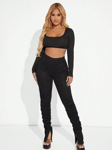 SXY High Waist Split Hem Leggings