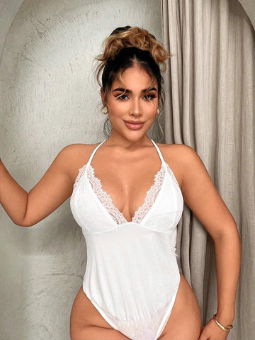 Lace Crochet Backless Sleeveless Bodysuit