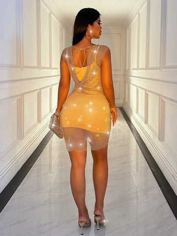 Ladies' Fashionable Hollow Out Fishnet Dress