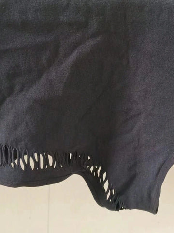 Ladies" One Shoulder Pure Color Hollow Out Slim Fashion Mesh Top