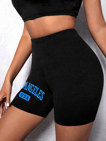 SXY Letter Graphic Biker Shorts