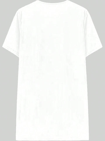 Letter Print Loose Short Sleeve Round Neck Dress