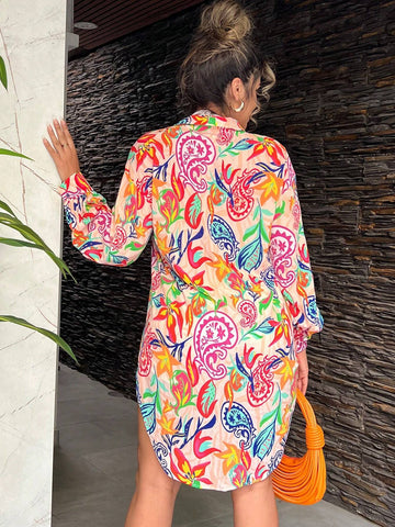 SXY Lightweight Sheer Summer Shirt, Denim Effect Style, Extra Long Loose Fit, Beach Cover-Up