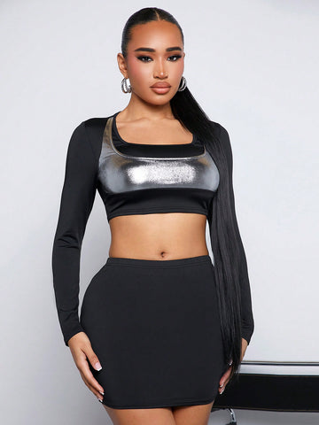 Metal Spliced Street Cool 2pcs/Set Outfits