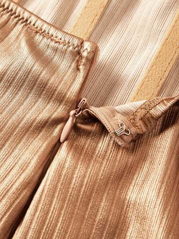 Festival Western Style Boho Fashion Women's Light Brown Khaki Gold Coated PU Leather Sexy