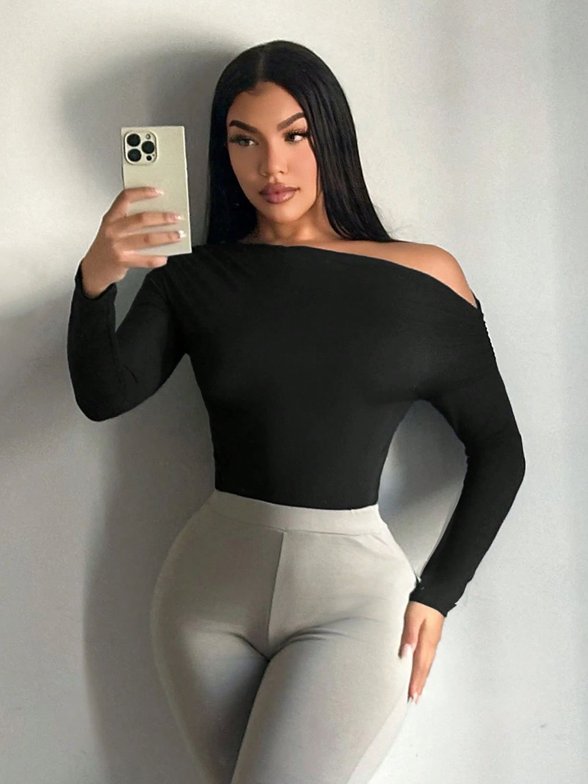 Sexy Casual Long Sleeve Open Shoulder Bodysuit For Women, Autumn/Winter