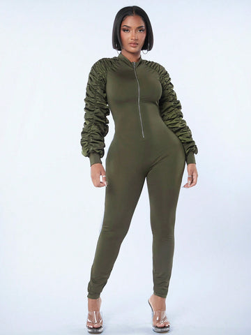 Sexy Clubwear Bubble Sleeve Jumpsuit For Women With Tight Fit, Long Length And Workwear Details