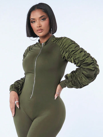 Sexy Clubwear Bubble Sleeve Jumpsuit For Women With Tight Fit, Long Length And Workwear Details