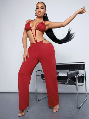 Sexy Clubwear Hollow Out Women'S Jumpsuit For Valentine'S Day, Party, Dancing, Spring, New Year