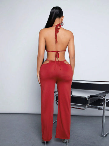 Sexy Clubwear Hollow Out Women'S Jumpsuit For Valentine'S Day, Party, Dancing, Spring, New Year