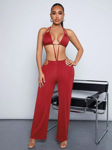 Sexy Clubwear Hollow Out Women'S Jumpsuit For Valentine'S Day, Party, Dancing, Spring, New Year