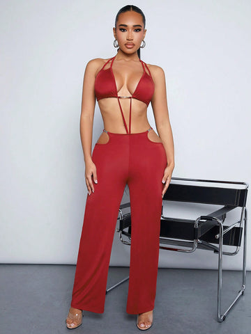 Sexy Clubwear Hollow Out Women'S Jumpsuit For Valentine'S Day, Party, Dancing, Spring, New Year