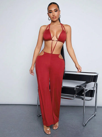 Sexy Clubwear Hollow Out Women'S Jumpsuit For Valentine'S Day, Party, Dancing, Spring, New Year