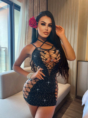 Sexy Hollow Out Design Fashionable Mesh Dress