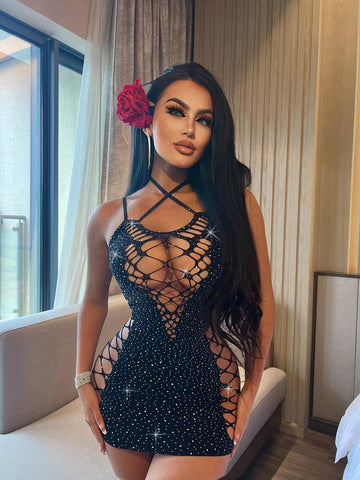 Sexy Hollow Out Design Fashionable Mesh Dress