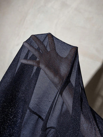 Short Black Shiny Mesh See-Through Mini Dress, Summer