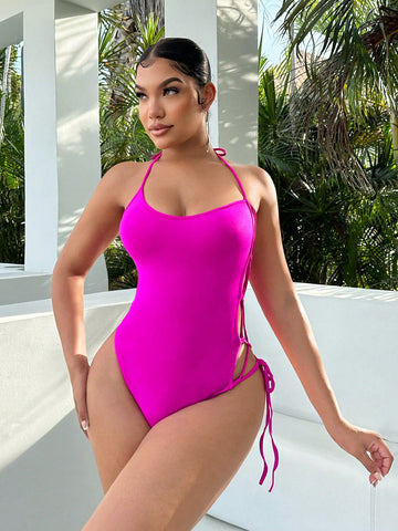 Side Hollow Out Crisscross Strap Bodysuit Spring Women Clothes Beach Vacation Women Clothes Boho Women Clothing Summer Maxi Dress Flowy Dress Beach Women Dresses Summer Sets Birthday Outfit