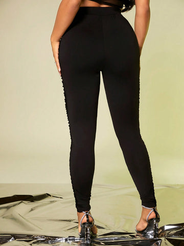 SXY Side Mesh Stacked Women'S Leggings