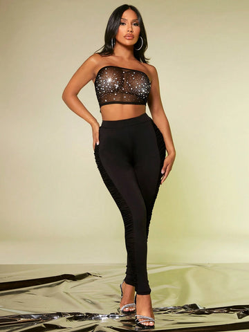 SXY Side Mesh Stacked Women'S Leggings