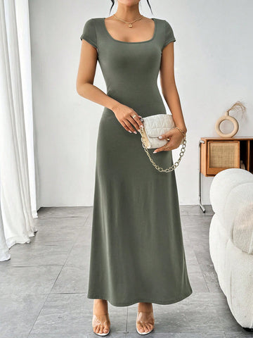 SXY Solid Color Casual Dress