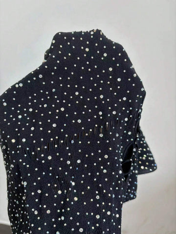 Solid Color Round Neck Hollow Out Rhinestone Embellished Long Sleeve Fashion Bodysuit