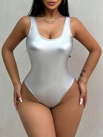 Solid Color Slim Fit Sleeveless Bodysuit