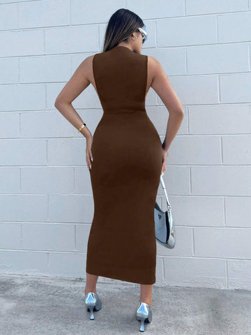 Solid Color Slim Fit Sleeveless Dress