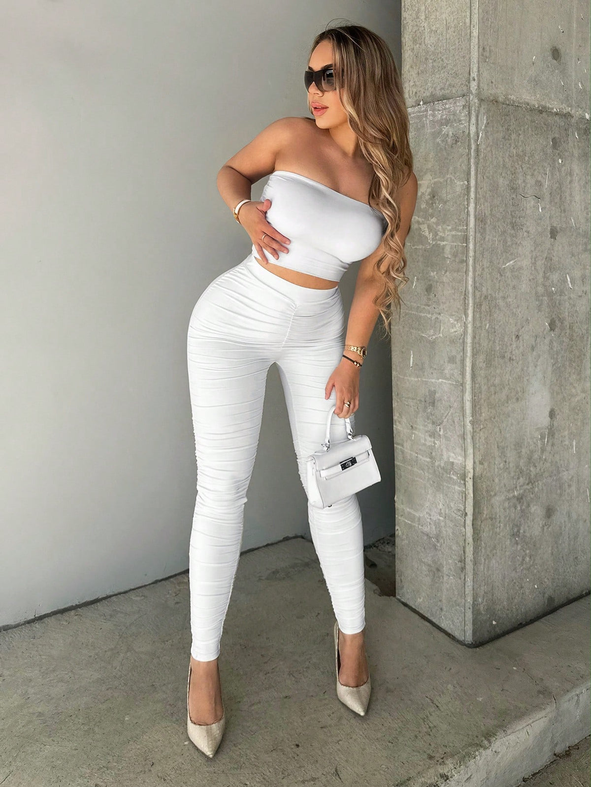 SXY Solid Ruched Leggings