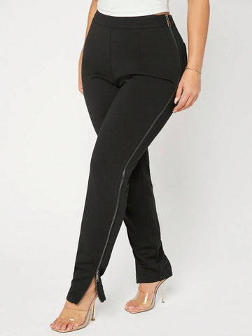 SXY Solid Zipper Side Leggings
