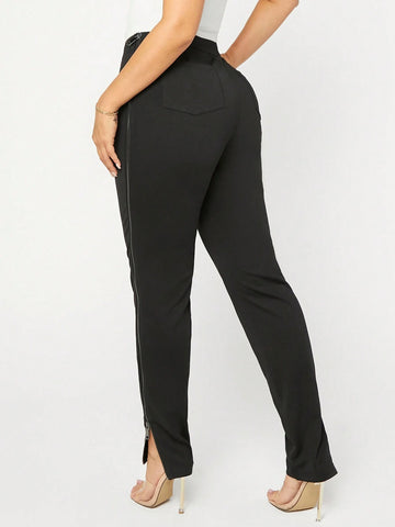SXY Solid Zipper Side Leggings