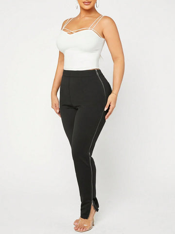 SXY Solid Zipper Side Leggings